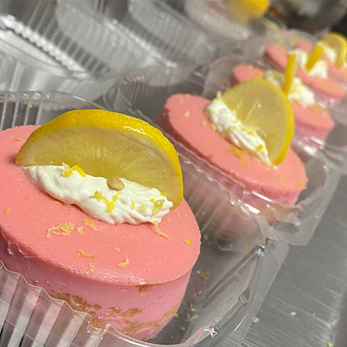 Pink and lemon cheesecake